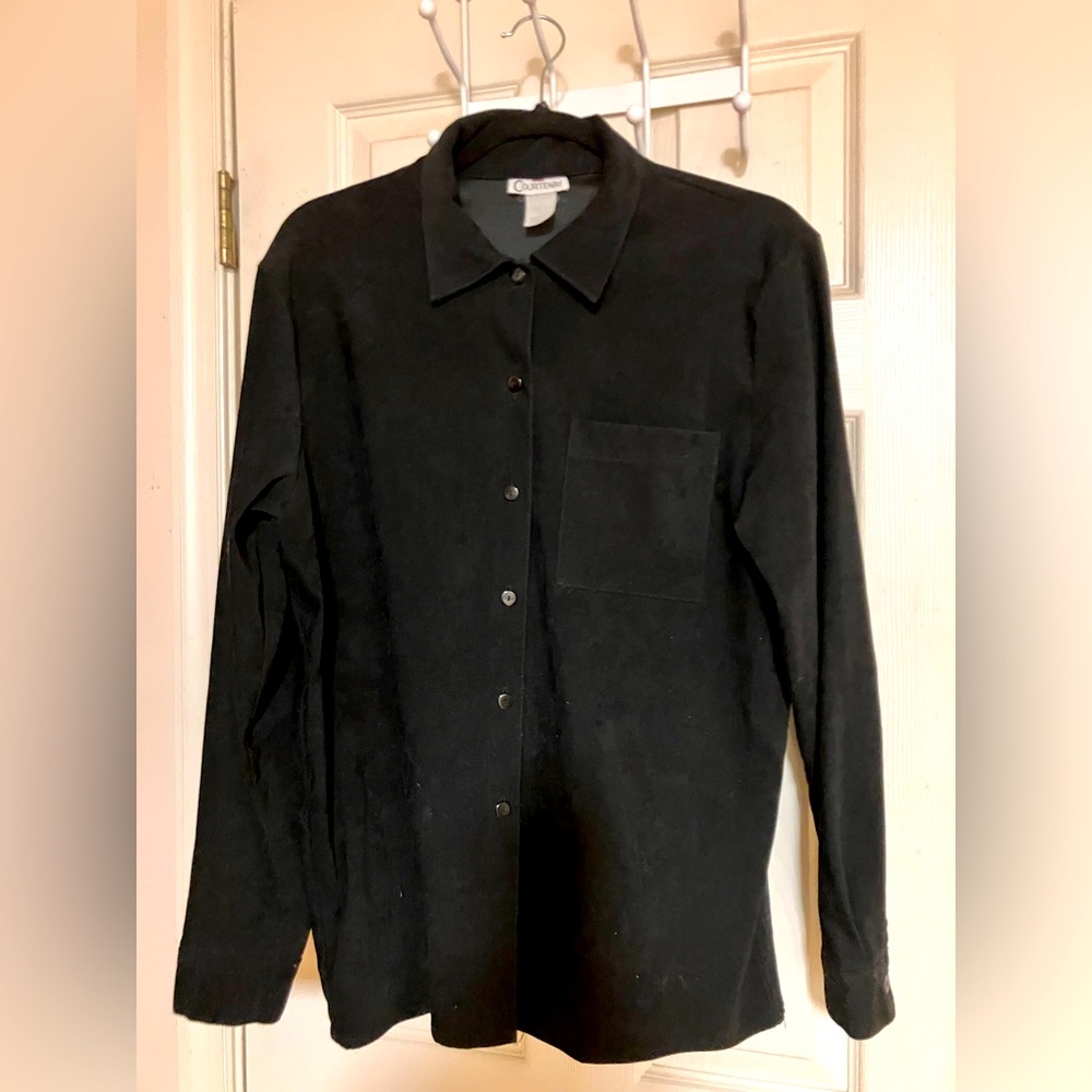 Suede Feel Button Up Blouse